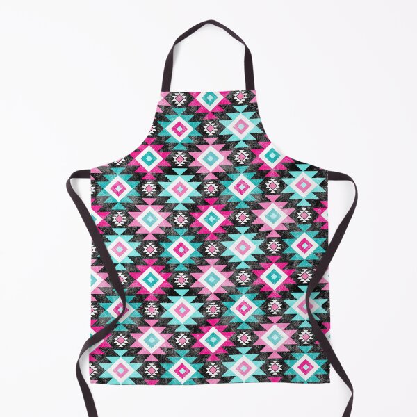Item preview, Southwest Aztec Geometric Shapes Hot Pink and Turquoise Blue designed and sold by KrisInStitches.