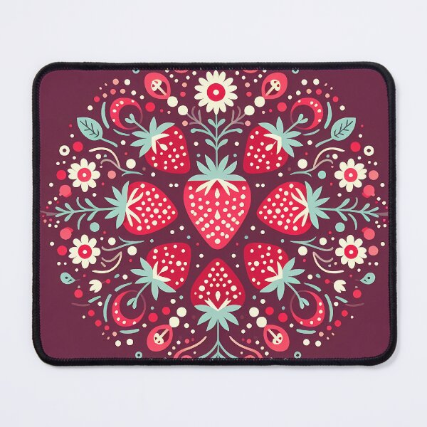 Item preview, Scandinavian Folk Art Summer of Strawberries - Cute Strawberries and Cream by heidiannemorris © designed and sold by FOLK ART FUSION.