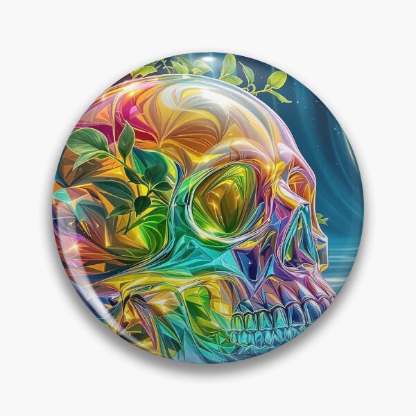 Artikelvorschau, Mystischer abstrakter halbtransparenter und reflektierender bunter Glasschädel entworfen und verkauft von mystiquelicorne.