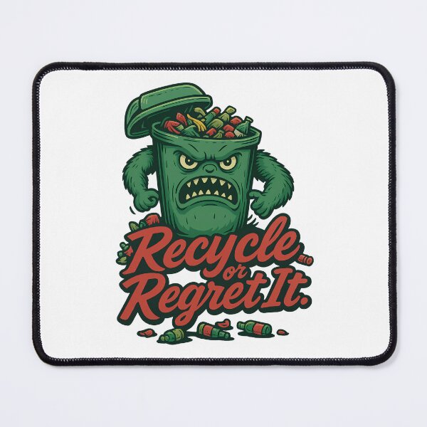 Item preview, Recycle or Regret It Funny Angry Trash Can Eco Design designed and sold by TeeTimeTreasure.