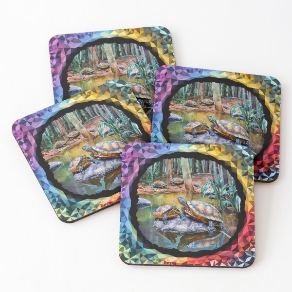 Item preview,   Vibrant Turtles Basking on Rock in Serene Pond Scene designed and sold by AnimalAirtistry.