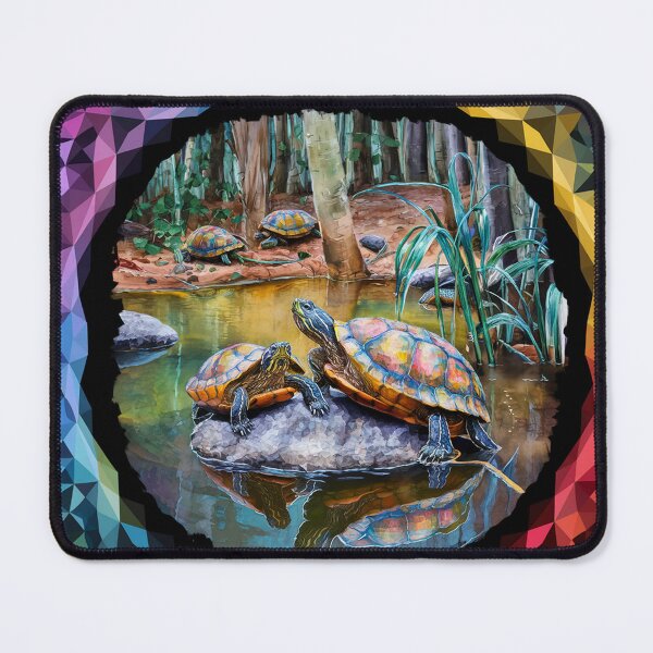 Item preview,   Vibrant Turtles Basking on Rock in Serene Pond Scene designed and sold by AnimalAirtistry.