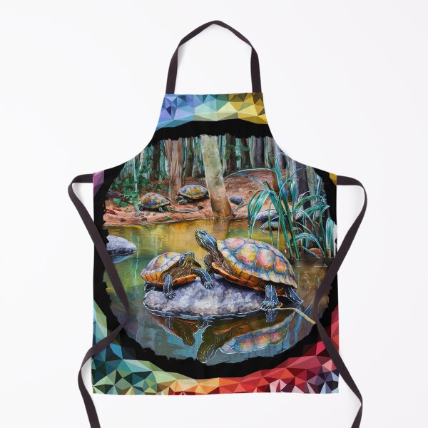 Item preview, Vibrant Turtles Basking on Rock in Serene Pond Scene designed and sold by AnimalAirtistry.
