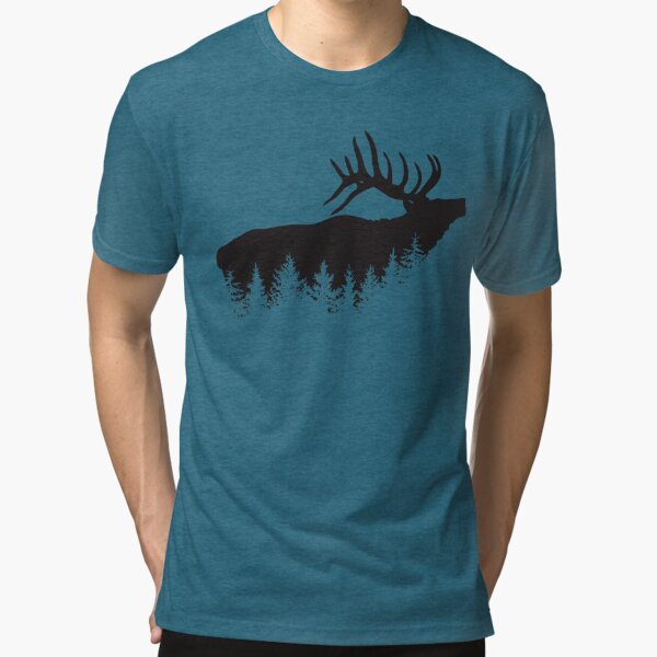 Deer and Evergreens Hunting Tri-blend T-Shirt