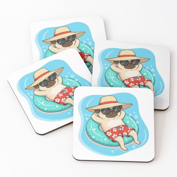 Item preview, Relaxing Pug Vacation by the Beach or Pool designed and sold by Claustronautas.
