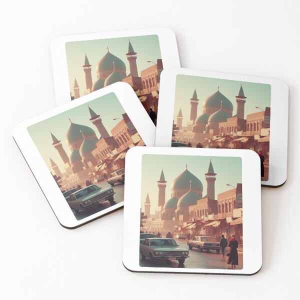 Item preview, 1980s Karbala City Center – AI Colorful Artwork of a Bustling Urban Scene for Clothing and Accessories for City Lovers designed and sold by knalpot-design.