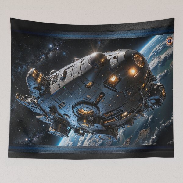 Item preview, Stunning Sci-Fi View Of A Massive Spaceship In Orbit Awesome AI Concept Art by Xzendor7 designed and sold by Xzendor7 Digital Art Creations.