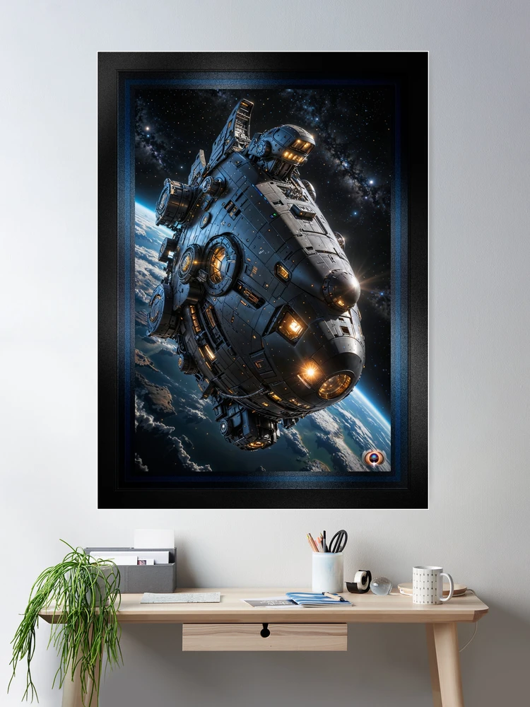 Stunning Sci-Fi View Of A Massive Spaceship In Orbit AI Concept Art by Xzendor7 2 Stunning Sci-Fi View Of A Massive Spaceship In Orbit Awesome AI Concept Art by Xzendor7 Wall Decor Poster Art Print