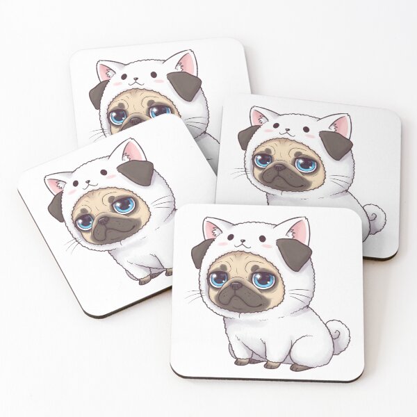 Item preview, Funny Pug in a White Cat Costume designed and sold by Claustronautas.