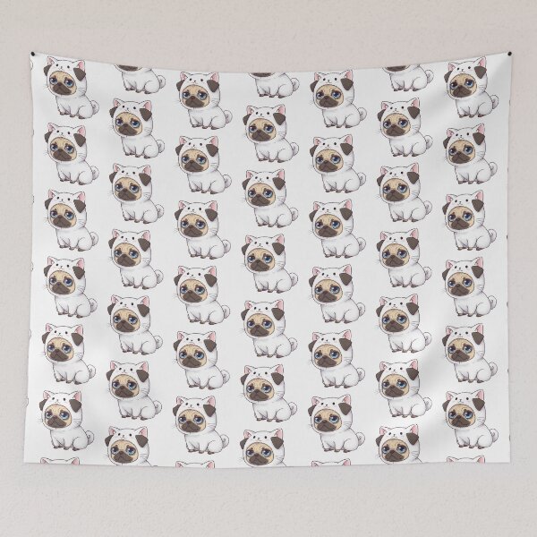Item preview, Funny Pug in a White Cat Costume designed and sold by Claustronautas.