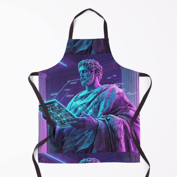 Item preview, Cyber Philosopher Marble Statue with Neon Holograms designed and sold by weirdfishes123.