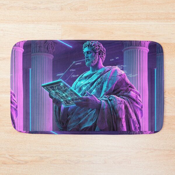 Item preview, Cyber Philosopher Marble Statue with Neon Holograms designed and sold by weirdfishes123.