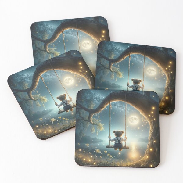 Item preview, Teddy Bear On a Tree Swing In Moonlight designed and sold by Maria Dryfhout.