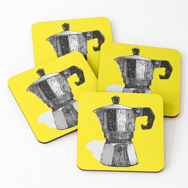 Item preview, Moka Pot Ink Illustration with Yellow Background designed and sold by Creative Soul Art.