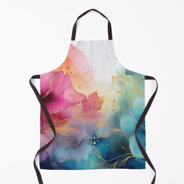 Item preview, Rainbow VINTAGE FLOWERS 3, multicolor and gold wildflower watercolour garden, colourful alcohol ink effect, bright vivid floral spring painting designed and sold by navitalidesign.