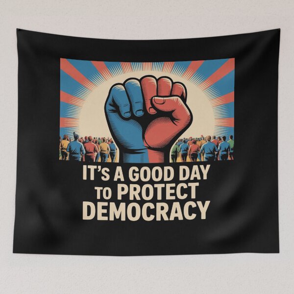 Item preview, Protect Democracy Protest Poster – Bold Unity Art with Raised Fist & Marching Crowd designed and sold by JOY STORE 45.