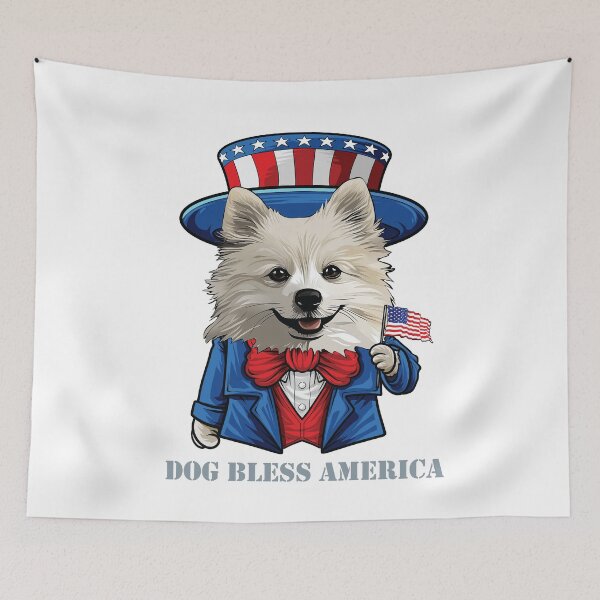 Item preview, Funny 4th of July American Eskimo Dog Bless America designed and sold by whyitsme.