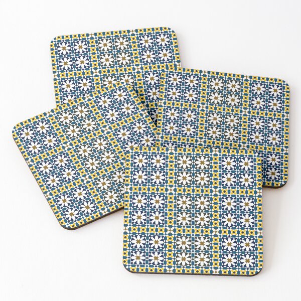 Item preview, White Flowers – Minimal Geometric Floral Pattern with Islamic Art Influence designed and sold by Tarjiart.
