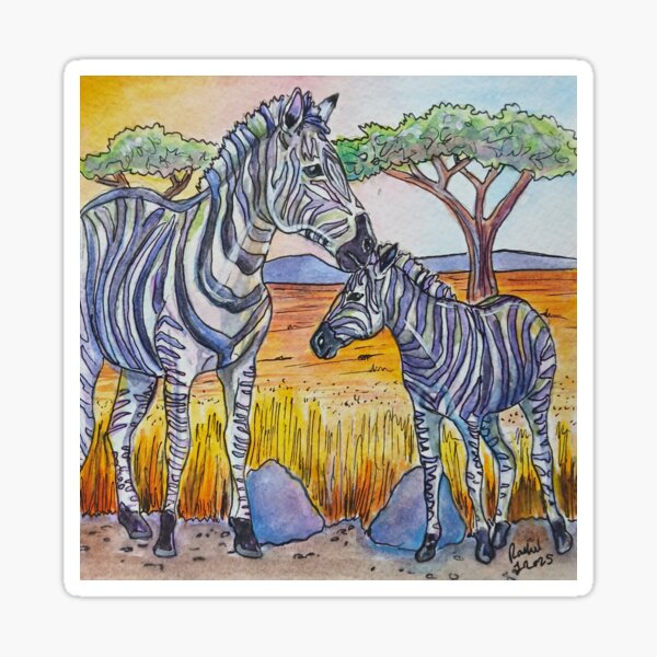 Item preview, Mamma Zebra and Baby designed and sold by RLawrenceArt.