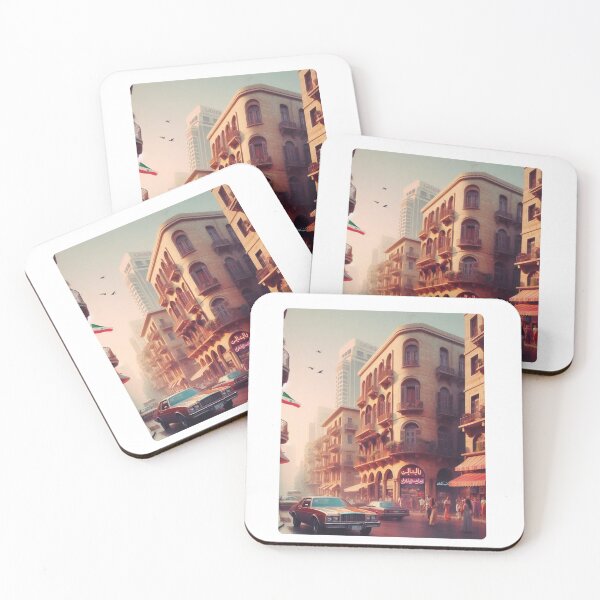 Item preview, 1980s Downtown Beirut – AI Colorful Artwork of a Bustling City Scene for Clothing and Accessories for Urban Explorers designed and sold by knalpot-design.