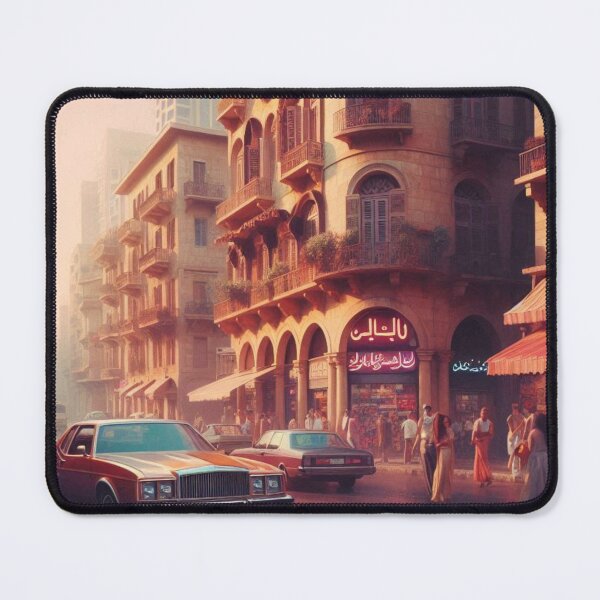 Item preview, 1980s Downtown Beirut – AI Colorful Artwork of a Bustling City Scene for Clothing and Accessories for Urban Explorers designed and sold by knalpot-design.