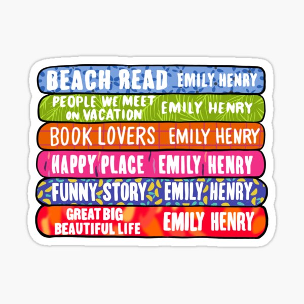 Artikel-Vorschau von Emily Henry Book Stack – Illustrierte Buchrücken für Liebesromanleser, designt und verkauft von molliehendrick.