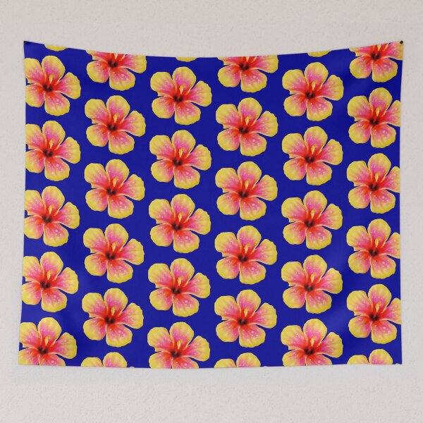 Item preview, Yellow Hawaiian Flower (Blue Background) designed and sold by BlissfulBean.