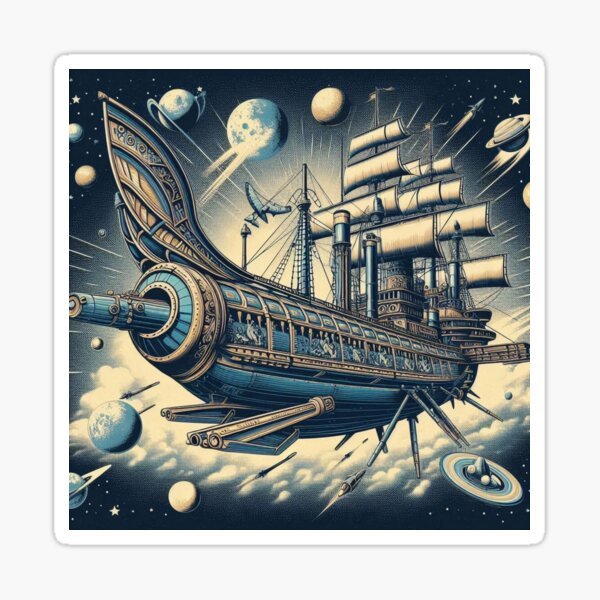 Item preview, surreal sailingship and space designed and sold by Dogandesighn.