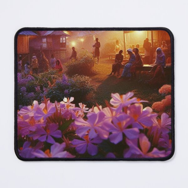 Item preview, 1960s Irian Jaya Night – AI Colorful Artwork with Lilac and Orange Lights for Flower and Plant Lovers’ Apparel & Accessories designed and sold by knalpot-design.