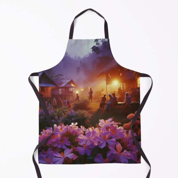 Item preview, 1960s Irian Jaya Night – AI Colorful Artwork with Lilac and Orange Lights for Flower and Plant Lovers’ Apparel & Accessories designed and sold by knalpot-design.