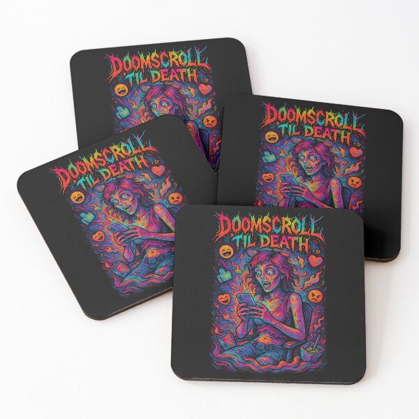 Item preview, Doomscroll ’Til Death – Neon Horror Scrolling Zombie designed and sold by DreamCraze.
