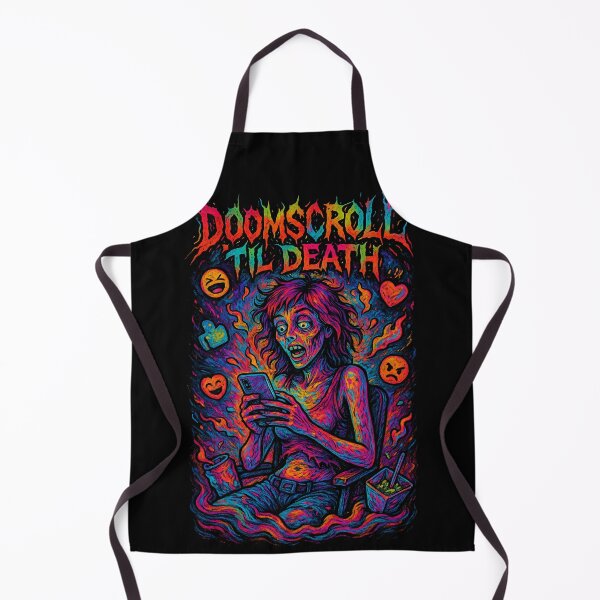 Item preview, Doomscroll ’Til Death – Neon Horror Scrolling Zombie designed and sold by DreamCraze.
