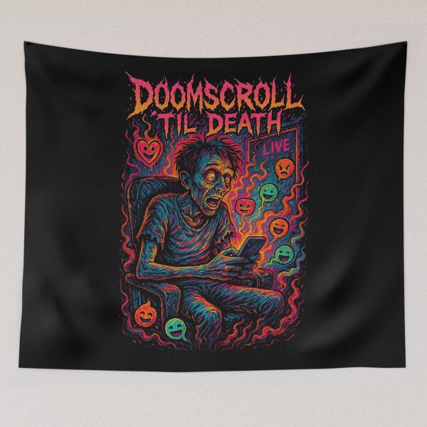 Item preview, Doomscroll ’Til Death – Social Media Zombie Apocalypse designed and sold by DreamCraze.