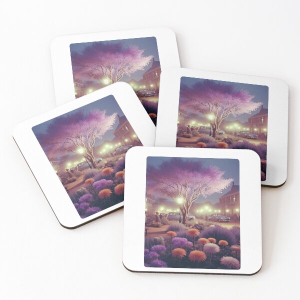 Item preview, 1960s Windhoek Night – AI Colorful Artwork with Purple and Orange Lights for Clothing and Accessories for Plant Lovers designed and sold by knalpot-design.