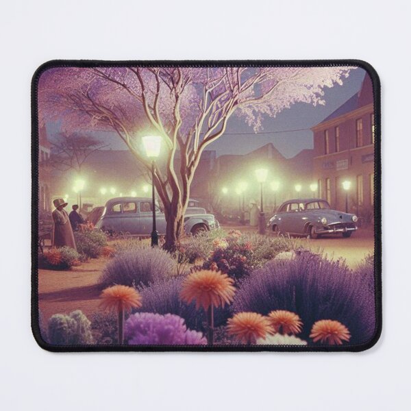 Item preview, 1960s Windhoek Night – AI Colorful Artwork with Purple and Orange Lights for Clothing and Accessories for Plant Lovers designed and sold by knalpot-design.