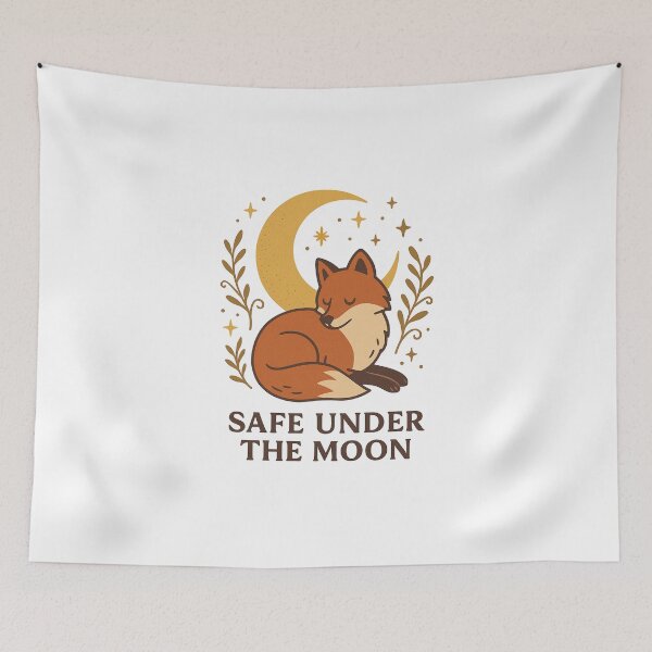 Item preview, Safe Under the Moon Fox Illustration designed and sold by Lacritsa .
