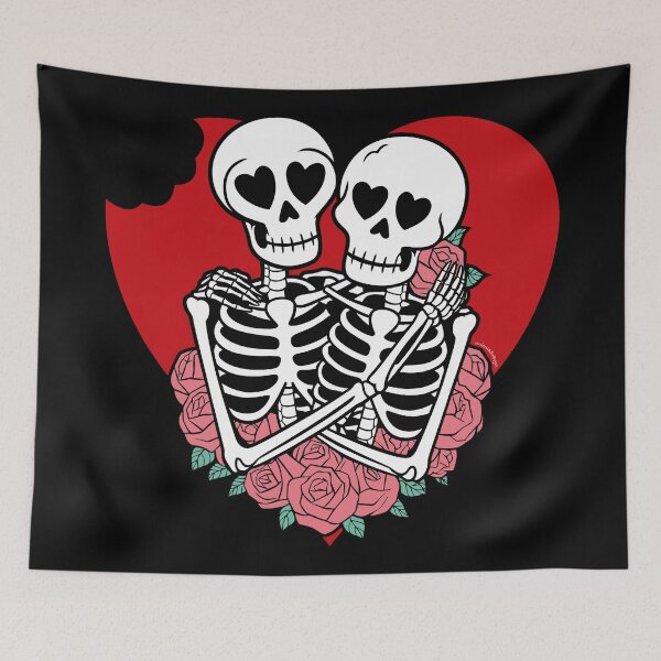 Item preview, Cannibal Couple Skeletons Heart and Roses designed and sold by orionlodubyal.
