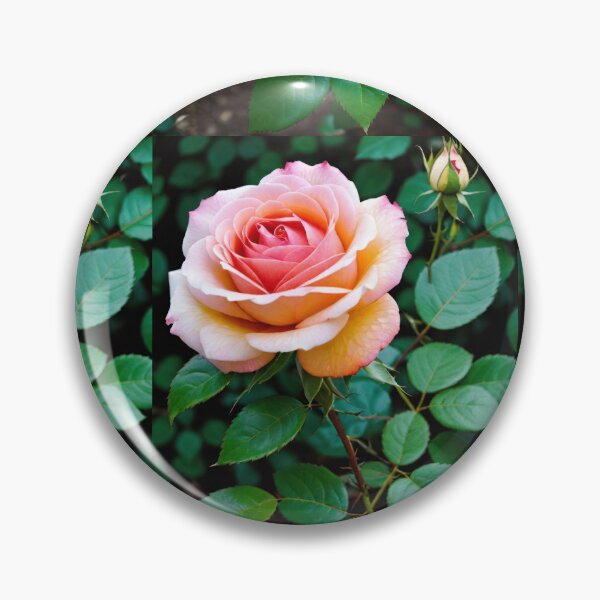Item preview, Stunning Leafy Pink Rose In Full Bloom  designed and sold by CarrollGene.