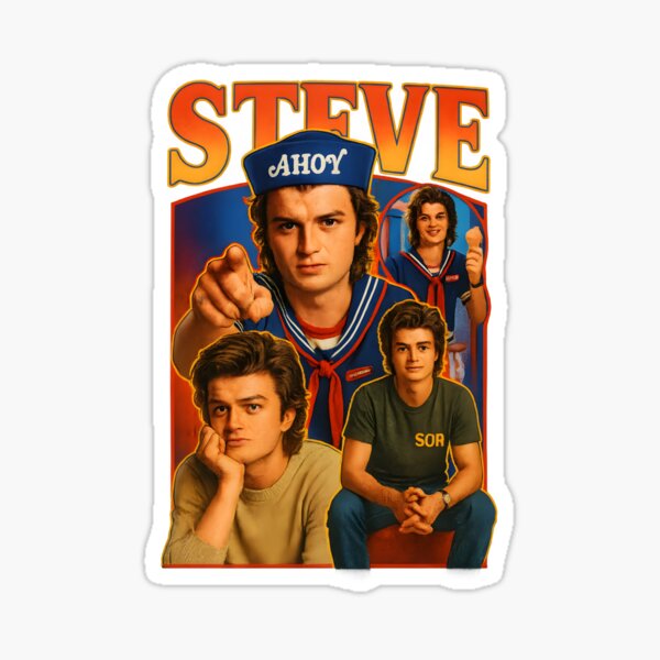 Aperçu de l'œuvre T-shirt collage de fan art de Steve Harrington – Fan art de Stranger Things audacieux aux couleurs éclatantes créée et vendue par WAUZ.