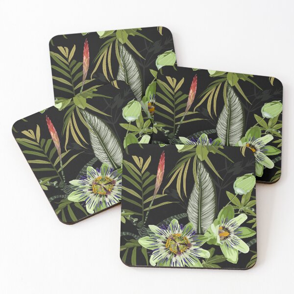 Item preview, Seamless tropical palm leaves, Passiflora flowers. Jungle leaves  floral pattern background. designed and sold by MatyKotiv.