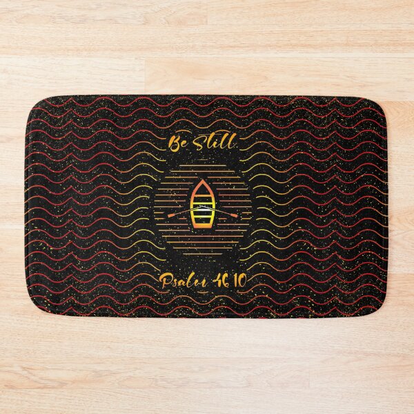 Item preview, Be Still – Christian Abstract Boat in Stormy Sea Design | Bible verse Psalm 46:10 inspired minimal art | Red Orange Warm color version designed and sold by ZechJohnRB.