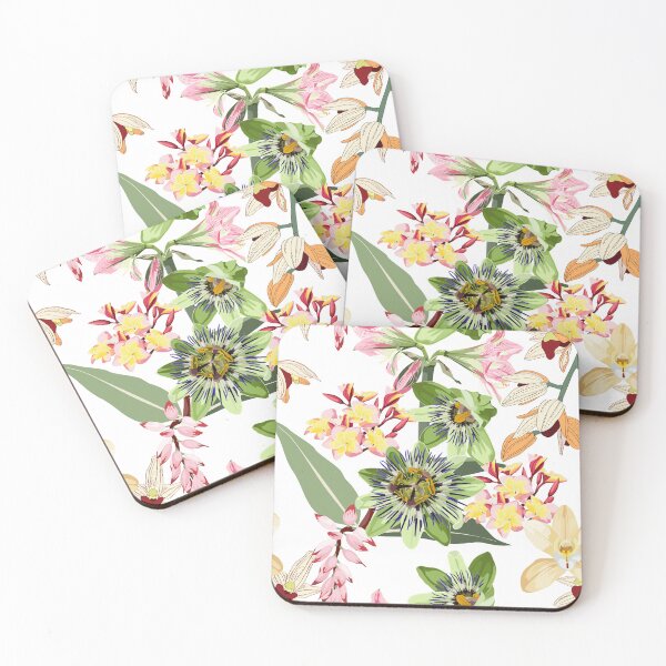Item preview, Seamless tropical flowers pattern, Passiflora, plumeria, orchids flowers. Jungle leaves  floral pattern background. designed and sold by MatyKotiv.