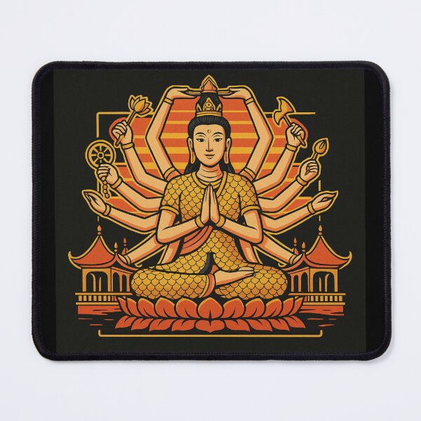 Item preview, Golden Multi-Armed Deity in Lotus Pose designed and sold by NexAesthetic.