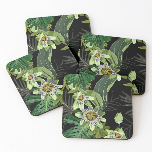 Item preview, Seamless tropical palm leaves, Passiflora flowers. Jungle leaves  floral pattern background. designed and sold by MatyKotiv.