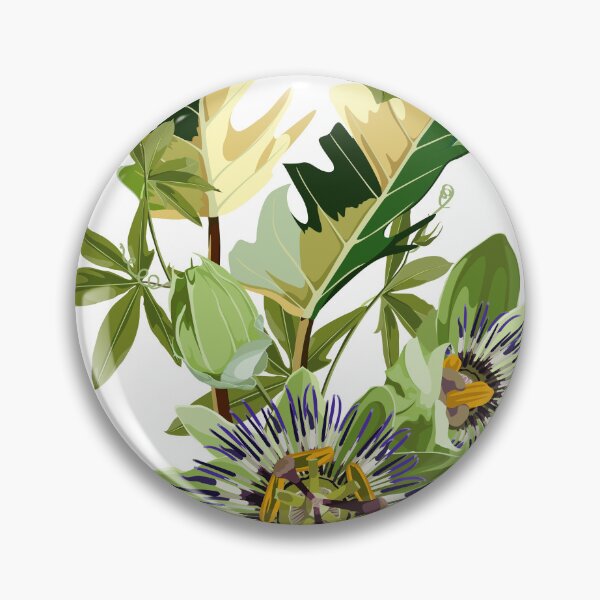 Item preview, Seamless tropical palm leaves, Passiflora flowers and mango fruits. Jungle leaves  floral pattern on white background. designed and sold by MatyKotiv.