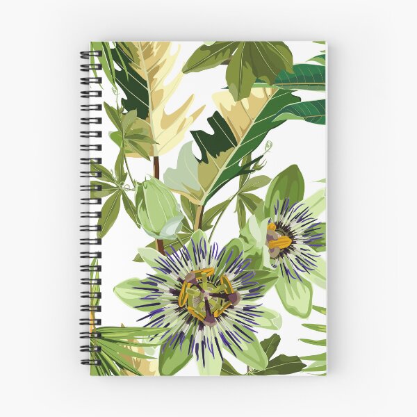 Item preview, Seamless tropical palm leaves, Passiflora flowers and mango fruits. Jungle leaves  floral pattern on white background. designed and sold by MatyKotiv.