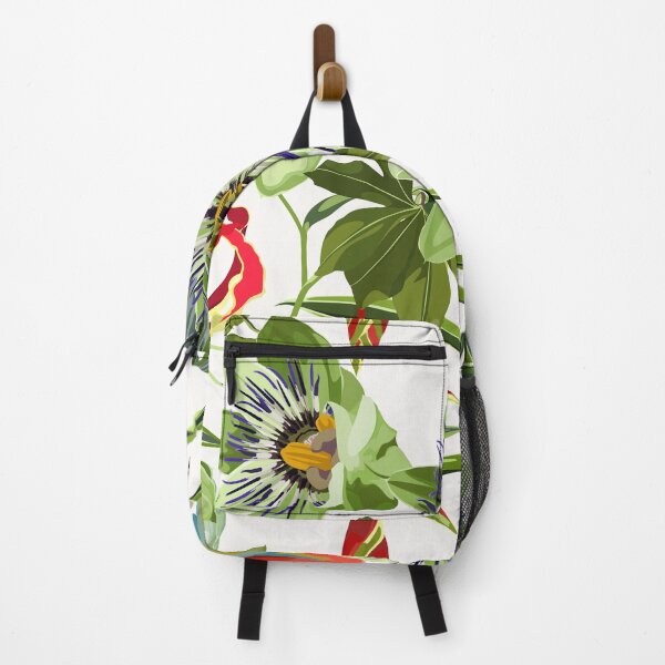 Item preview, Seamless tropical palm leaves, Passiflora flowers, red ara parrot bird. Jungle leaves  floral pattern background. designed and sold by MatyKotiv.
