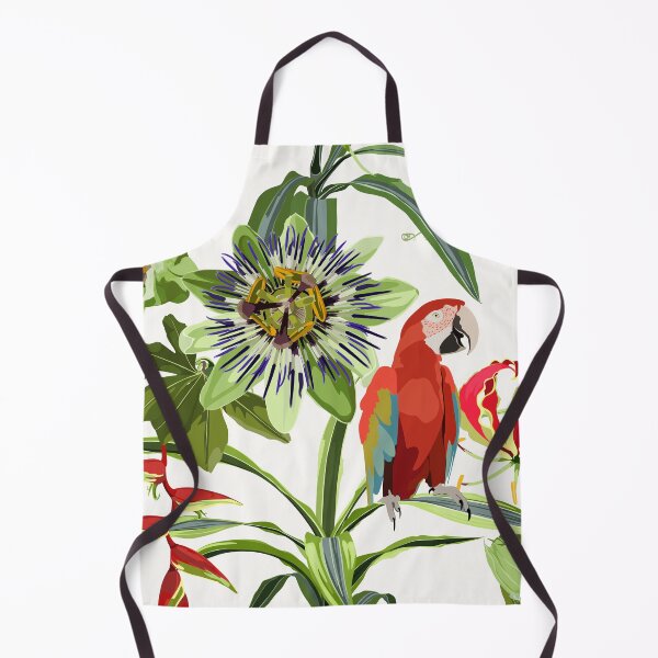 Item preview, Seamless tropical palm leaves, Passiflora flowers, red ara parrot bird. Jungle leaves floral pattern background. designed and sold by MatyKotiv.