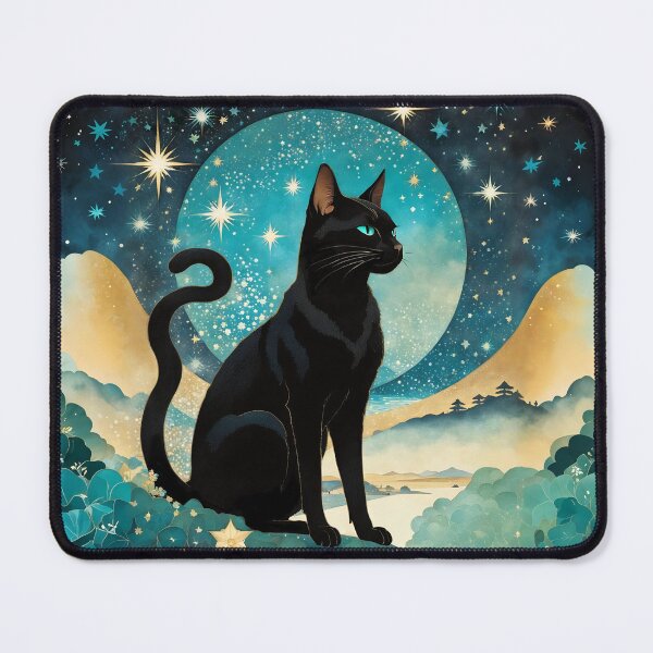 Item preview, Celestial Midnight Black Cat Art Print designed and sold by YukiKenji.