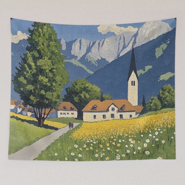 Item preview, Liechtenstein landscape | Post-impressionist painting style designed and sold by ComicsFactory.